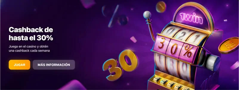 Cashback del 30% Cashback 1win